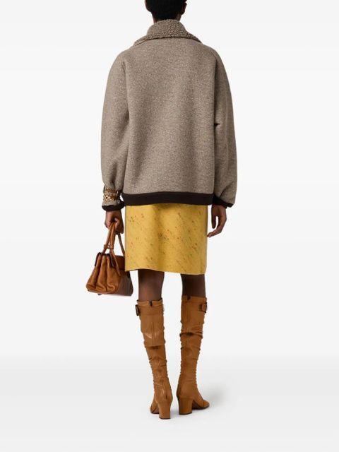 Miu Miu fleece bomber jacket - Neutrals