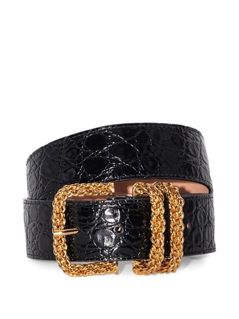 BY FAR croco-embossed leather belt - Black - zdjęcie produktu nr 1