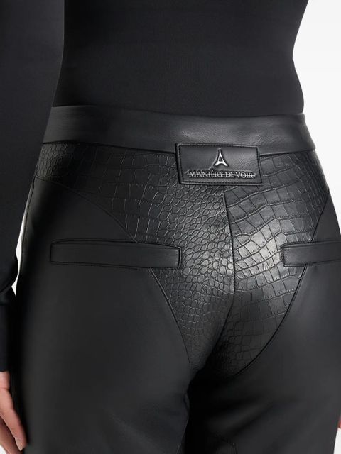 Manière De Voir Seren croc-embossed lace-up trousers - Black