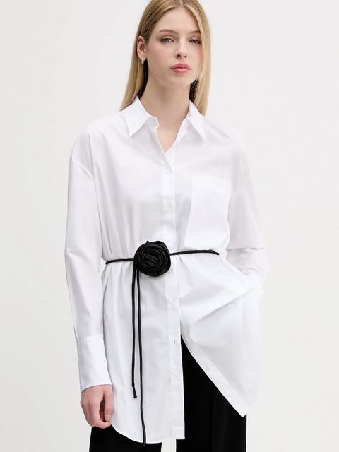 HUGO koszula bawełniana damska kolor biały relaxed z kołnierzykiem klasycznym 50544553 - zdjęcie produktu nr 1