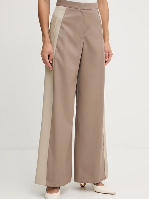 BOSS spodnie wełniane damskie kolor beżowy szerokie high waist 50543410 - zdjęcie produktu nr 1