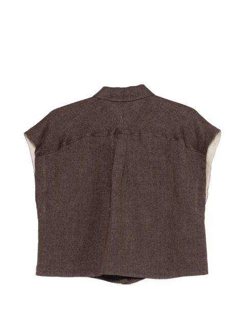 Alysi cropped linen shirt - Brown - zdjęcie produktu nr 2