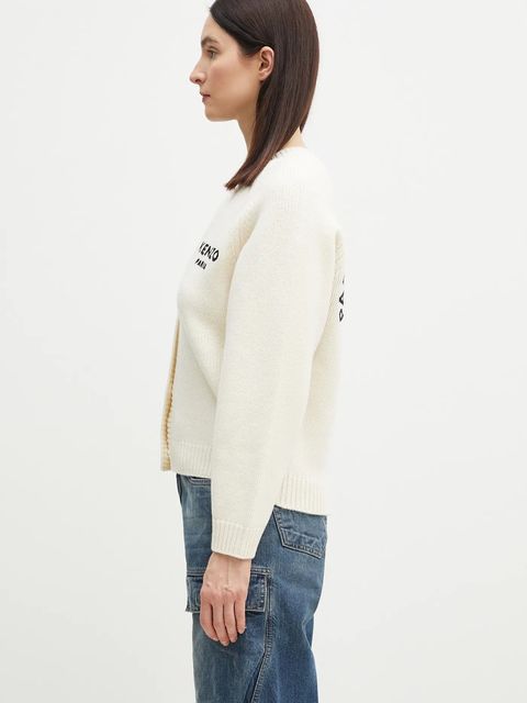 Kenzo kardigan wełniany Pop damski kolor beżowy ciepły FF52CA4983LA.02