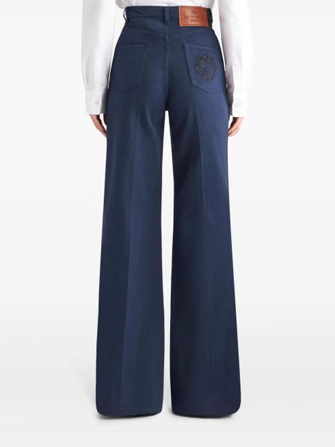 ETRO logo-embossed button high-rise flared jeans - Blue - zdjęcie produktu nr 2