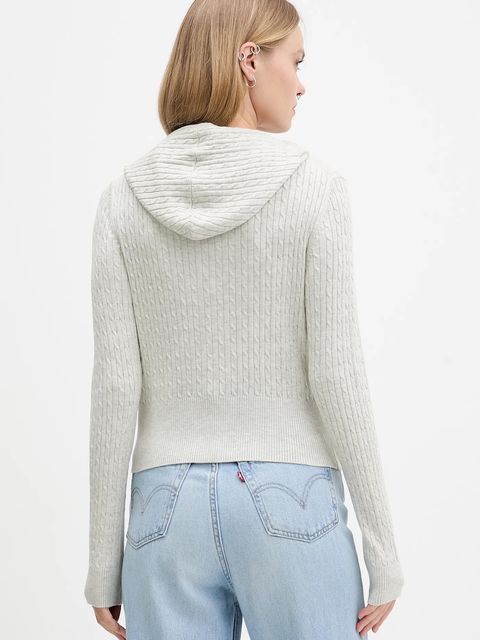 Guess Jeans kardigan z domieszką jedwabiu damska kolor szary lekki W5BR04 Z3HO2