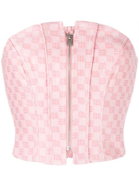 MISBHV monogram-print corset top - Pink - zdjęcie produktu nr 1