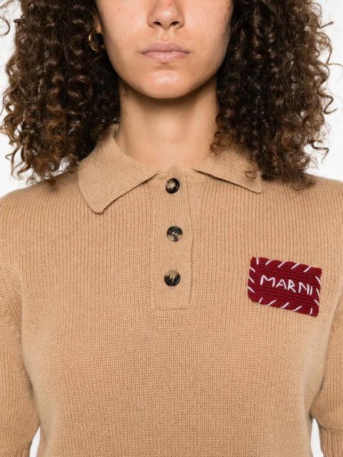 Marni patch-pocket polo-neck top - Neutrals