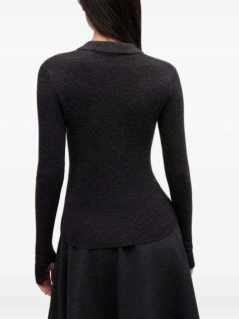 GANNI buttoned collar polo shirt - Grey