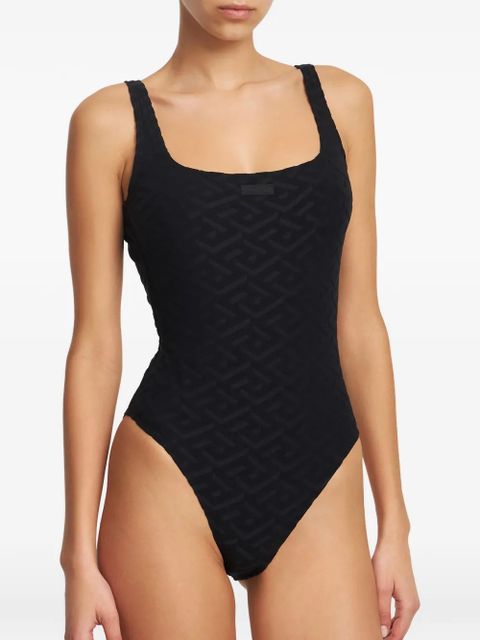 Versace square-neck logo-pattern swimsuit - Black - zdjęcie produktu nr 2