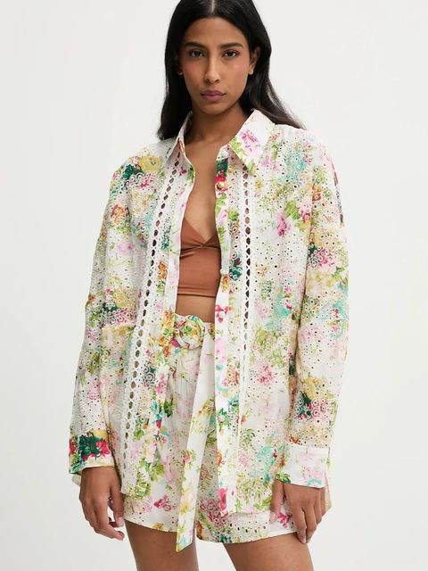 Answear.LAB szorty damskie kolor beżowy wzorzyste high waist