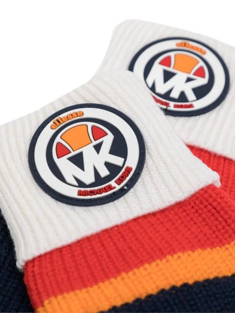 Michael Kors x Ellesse logo-detail striped mittens - Blue