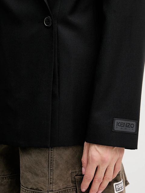 Kenzo marynarka wełniana kolor czarny jednorzędowa gładka FF52VE2589RA.99