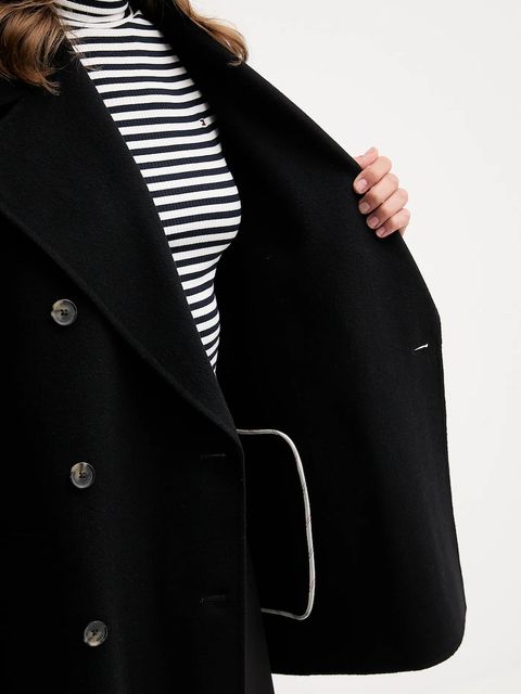 Tommy Hilfiger płaszcz z wełną kolor czarny WW0WW47479