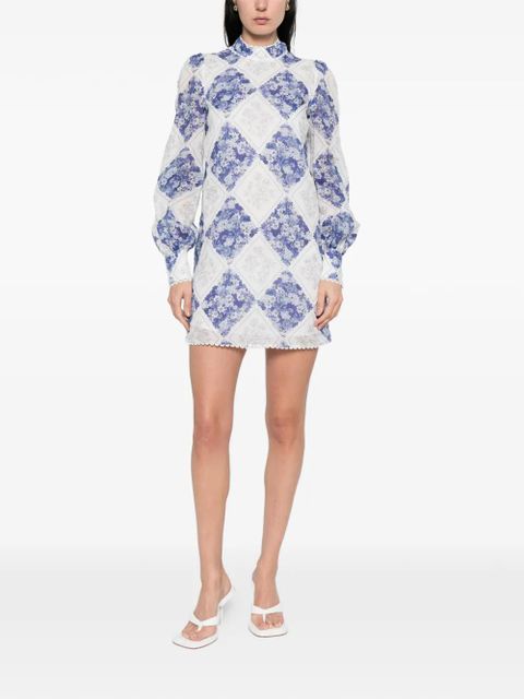 TWINSET long-sleeve floral-detail mini dress - Blue - zdjęcie produktu nr 2