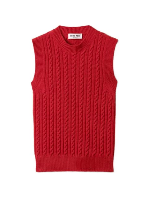 Miu Miu Cable-knit cashmere vest - Red - zdjęcie produktu nr 1
