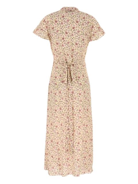 Miu Miu floral-print tie-front midi dress - Yellow - zdjęcie produktu nr 2