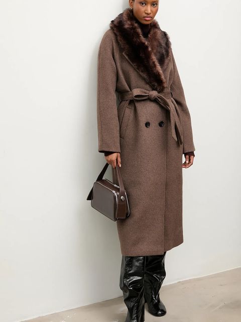 Answear.LAB płaszcz wełniany kolor brązowy