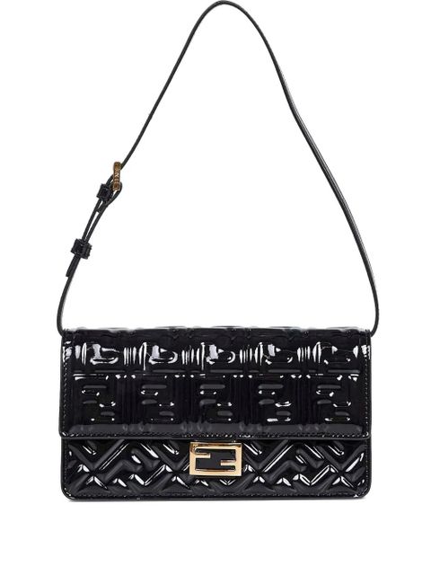 FENDI Foldover embossed top cross bag - Black - zdjęcie produktu nr 1