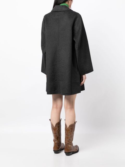 GANNI notched-lapels double-breasted coat - Grey