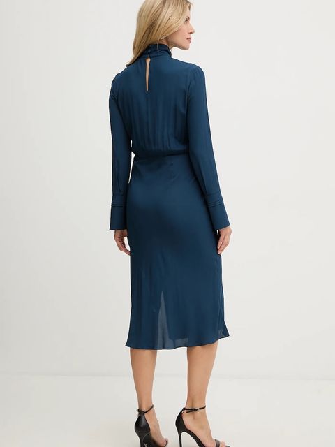 Patrizia Pepe sukienka wiskozowa kolor niebieski midi prosta 8A1623 A8I1