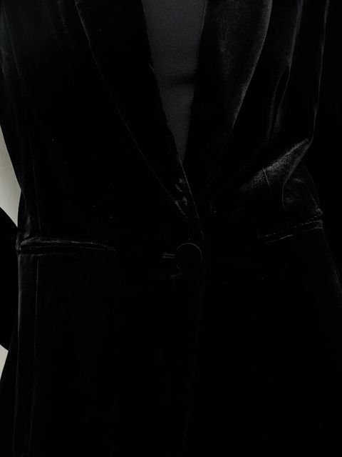 Answear.LAB marynarka welurowa kolor czarny jednorzędowa gładka