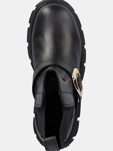 Love Moschino sztyblety skórzane damskie kolor czarny na platformie JA24105G1NIA0000