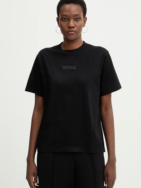 BOSS t-shirt bawełniany Eharpa3 damski kolor czarny 50563283 - zdjęcie produktu nr 1