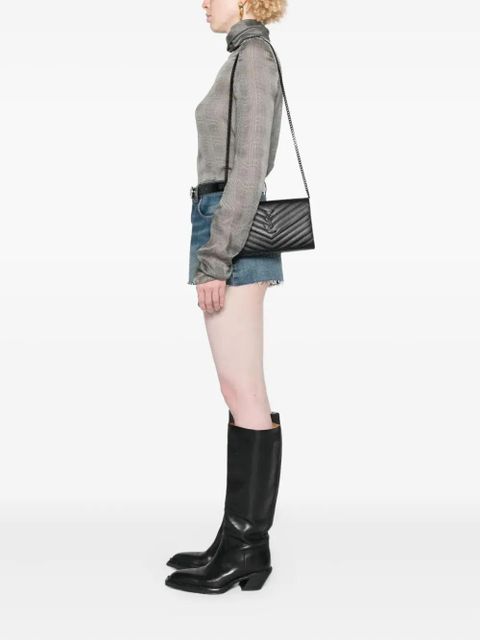 Saint Laurent Classic Cassandre chain quilted-leather clutch - Black