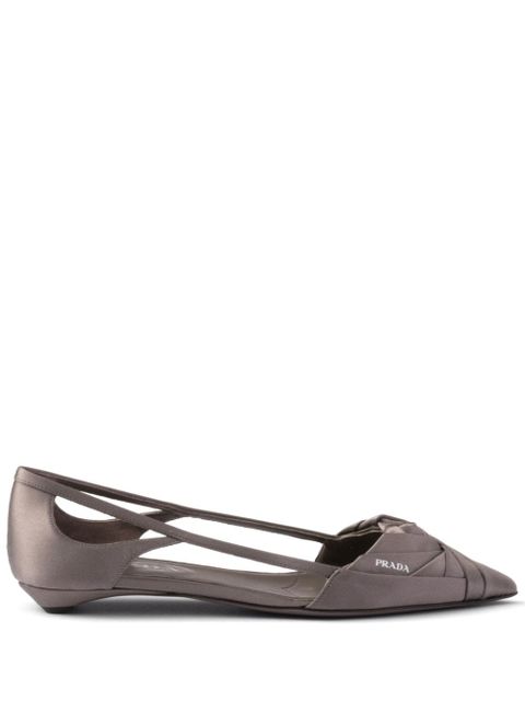 Prada Satin cut-out ballerinas - Grey - zdjęcie produktu nr 1