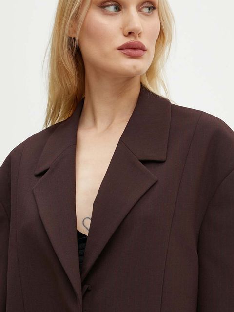 AERON marynarka kolor brązowy oversize gładka PFBL079511