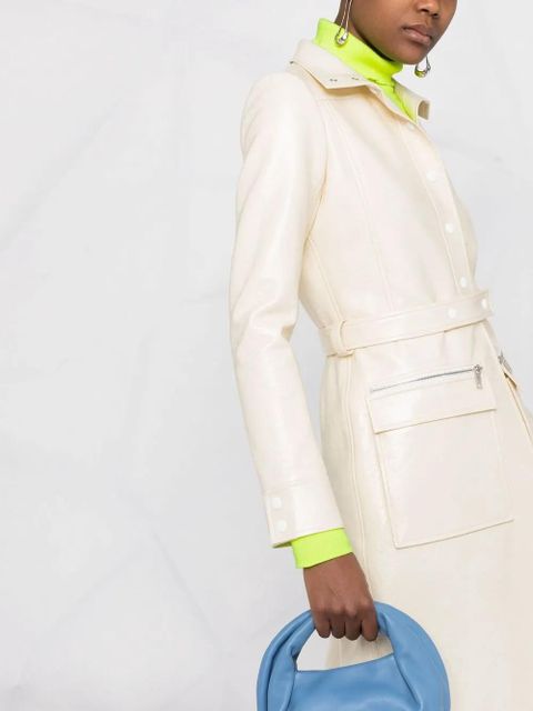 Courrèges logo-appliqué vinyl trench coat - Neutrals