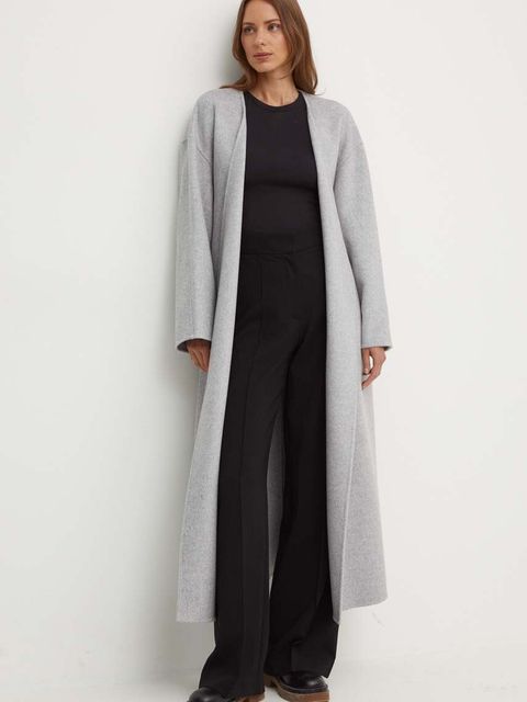 Calvin Klein płaszcz wełniany kolor szary przejściowy K20K207086