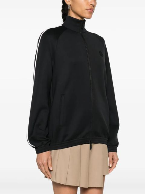 Moncler piped-trim zip-up jersey jacket - Black