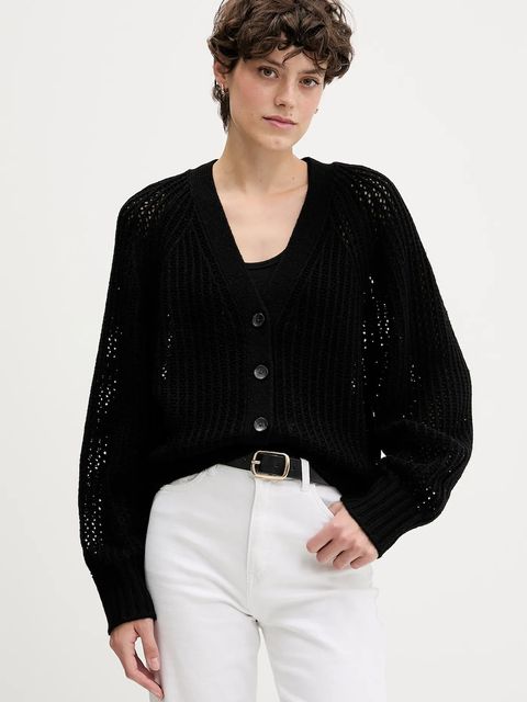 Sisley kardigan z dodatkiem wełny damski kolor czarny 1WBZL602U - zdjęcie produktu nr 1
