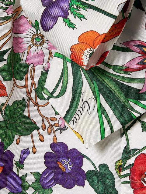 Gucci self-tie bow floral-print shirt - White - zdjęcie produktu nr 2