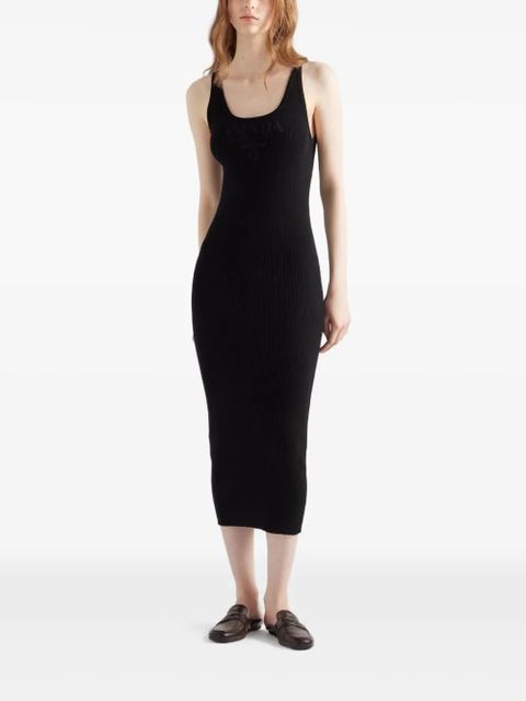 Prada ribbed midi dress - Black