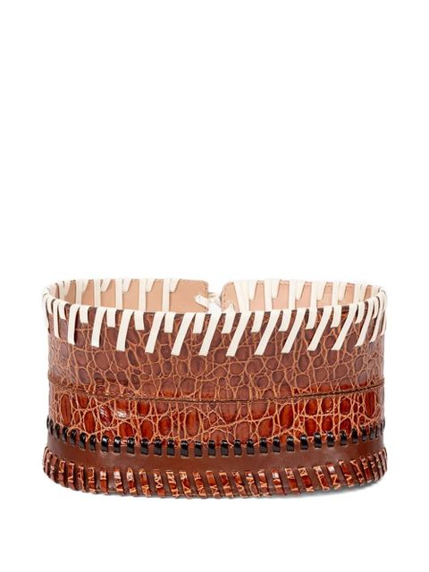 DRIES VAN NOTEN whipstitch-embellished corset belt - Brown - zdjęcie produktu nr 2