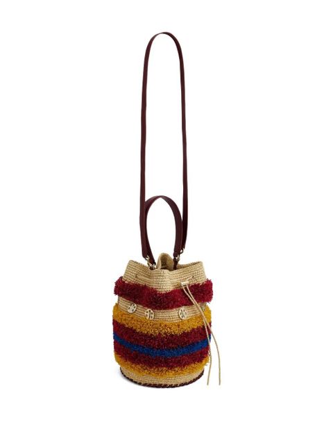 Rabanne woven striped bucket bag - Neutrals