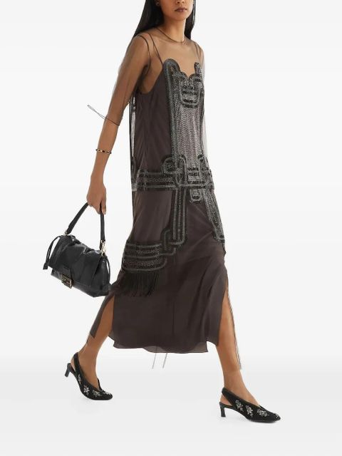 FENDI 46mm embellished slingback heeled pumps - Black