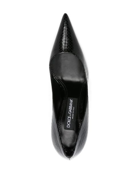 Dolce & Gabbana 100mm python-effect leather pumps - Black