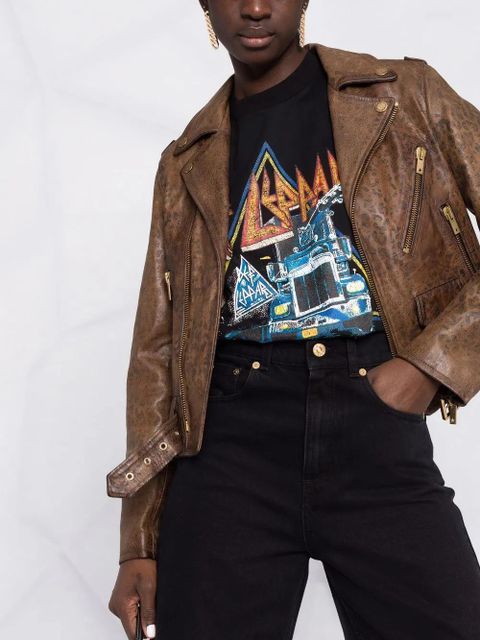 Golden Goose zip-fastening biker jacket - Brown