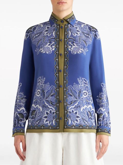 ETRO bandana-print silk crepe shirt - Blue
