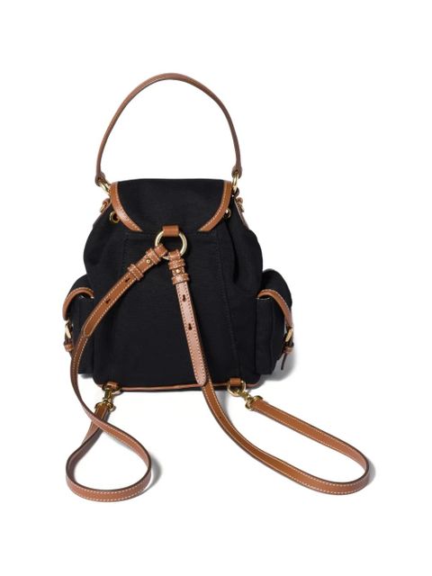 Miu Miu canvas and leather backpack - Black