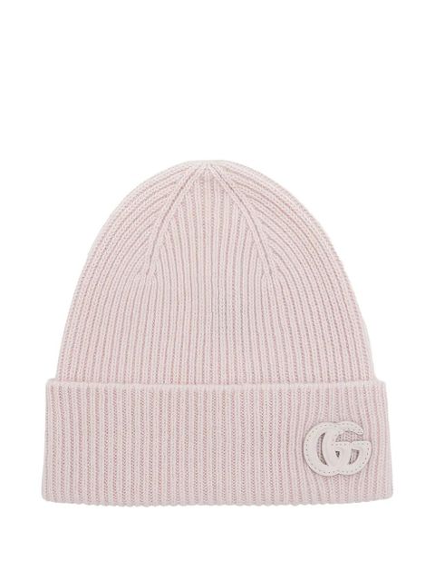 Gucci logo-patch ribbed beanie hat - Pink - zdjęcie produktu nr 1
