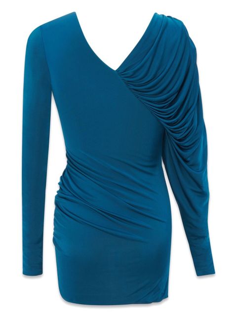 Saint Laurent V-neck draped minidress - Blue