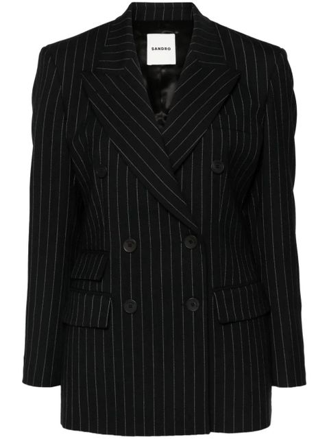 SANDRO pinstriped double-breasted blazer - Black - zdjęcie produktu nr 1