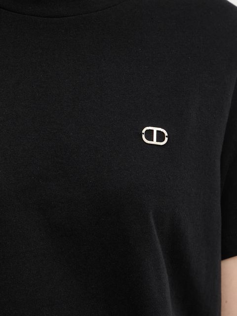 Twinset t-shirt bawełniany damski kolor czarny 252TP2057