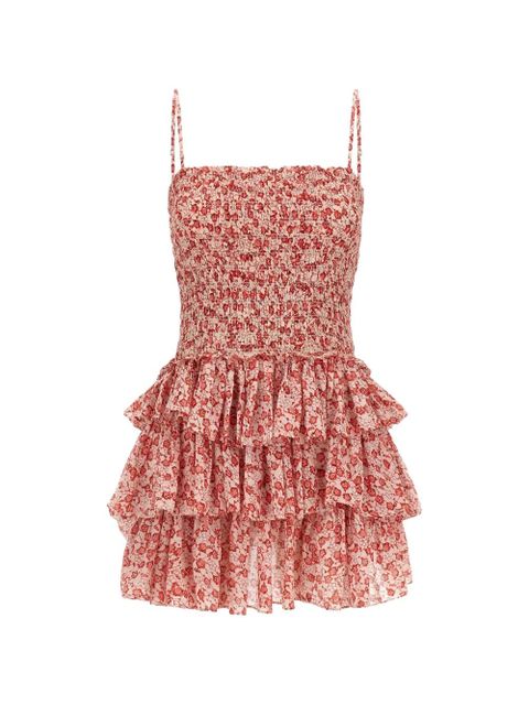 MARANT ÉTOILE Elodie ruffled floral print mini dress - Red - zdjęcie produktu nr 1