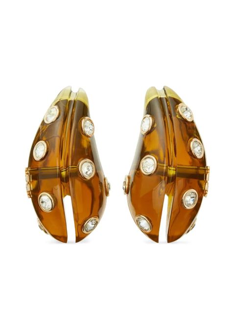 Tory Burch crystal-embellished wave earrings - Brown - zdjęcie produktu nr 1