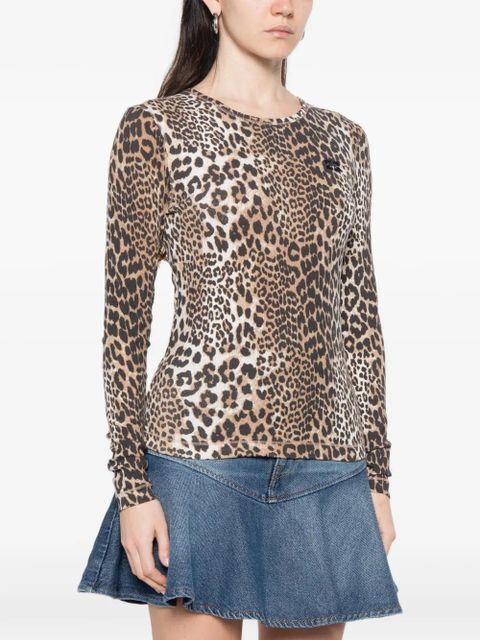 GANNI ribbed leopard-print T-shirt - Neutrals - zdjęcie produktu nr 2